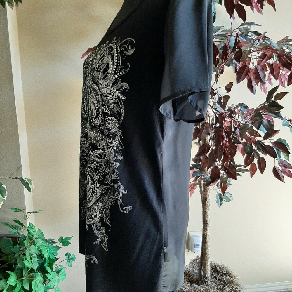 DOCAL Rhinestone Embellished Black Top, Size: Large - Picture 5 of 7